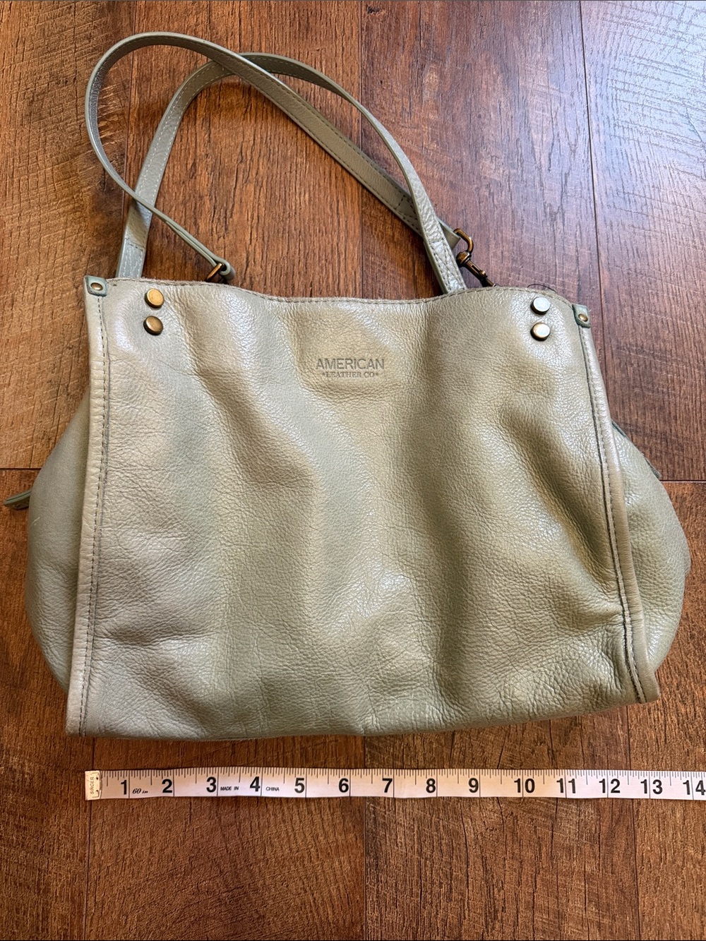 American Eagle Olive Green Leather Shoulder Bag - Picture 7 of 9